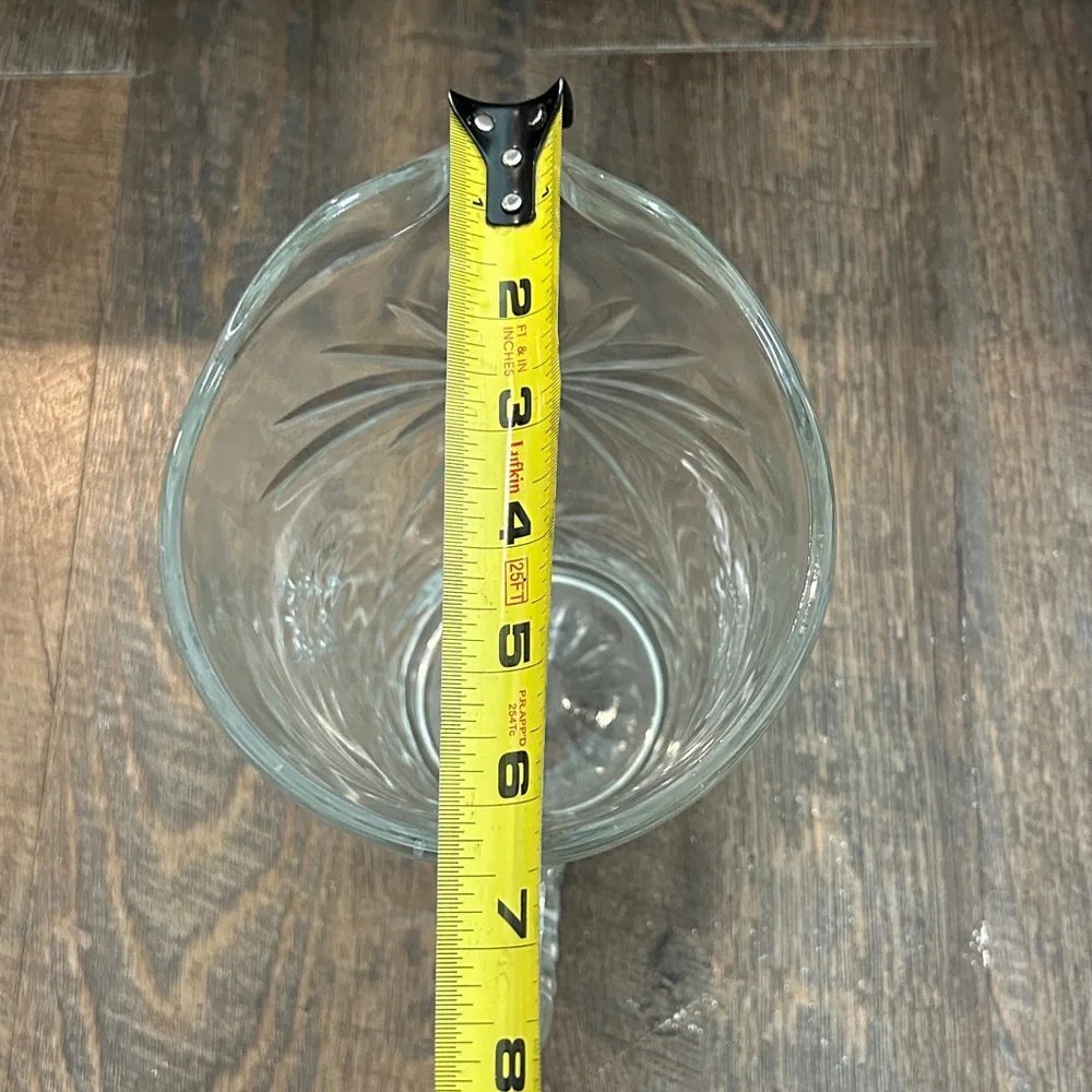 Vintage Anchor Hocking Prescut 54oz 8 Inch‎ Glass Pitcher Hob Stars Palm Trees